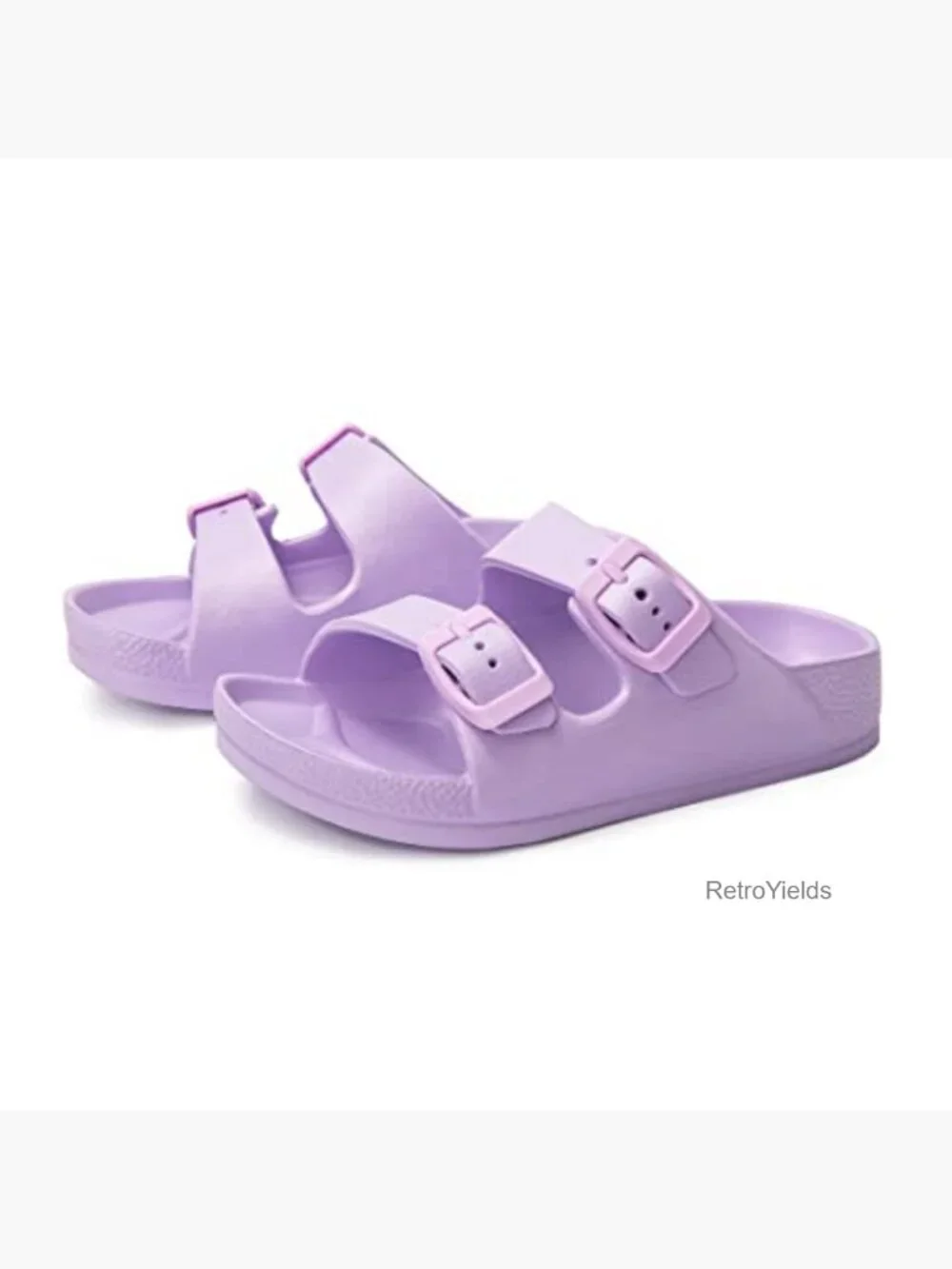 Unisex-Child Slides Double Buckle Adjustable EVA Flat Sandals
